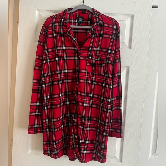 Laura Ashley Other - Laura Ashley Red Plaid Button-Up Nightgown Medium